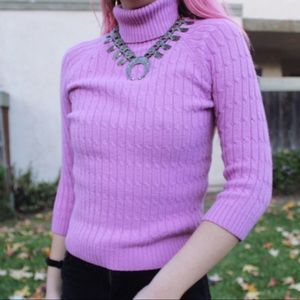Purple Violet Turtleneck Cropped Sleeves